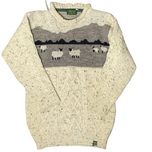 Cream Wool Sweater with Sheep Design